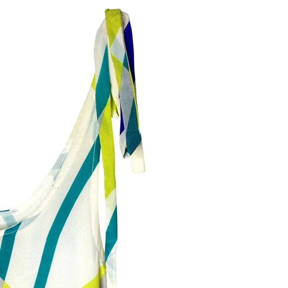 Hurley 100% Silk Multicolored Dropped Waist Lined Ruffle Hem Dress Size Medium - Picture 5 of 9